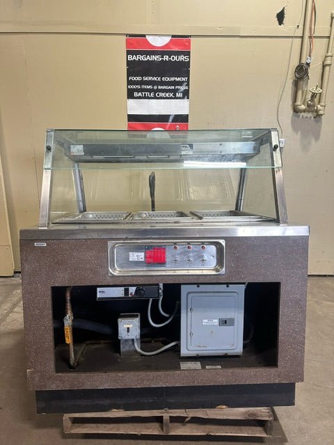 AMERICAN PERMANENT WARE COMPANY HEATED LIGHTED 3 WELL STEAM HOT FOOD WARMER DISPLAY DRY DISPLAY COMPARTMENT - Bargains R Ours - #collection_name#