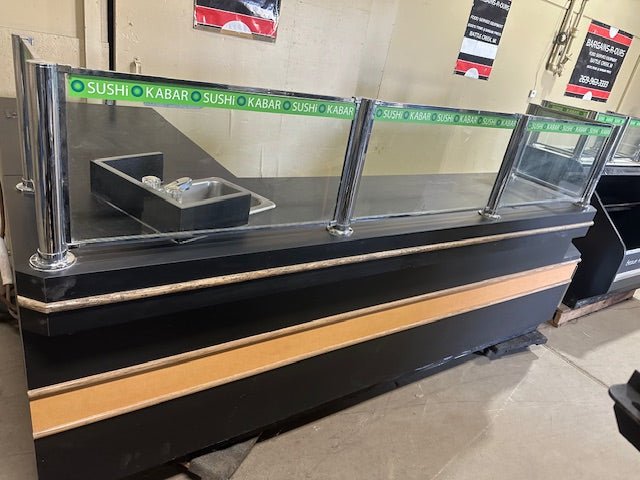 AMTEKCO INDUSTRIES INC L - SHAPED SUSHI BAR WITH REMOVED COOLER CABINET AND REFRIGERATED LIGHTED SUSHI DISPLAY CASE - Bargains R Ours - #collection_name#