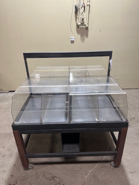 CUSTOM BUILT STEEL FRAMED DOUBLE SIDED ACRYLIC DISPLAY CART MERCHANDISER SELF SERVICE ON CASTERS - Bargains R Ours - #collection_name#