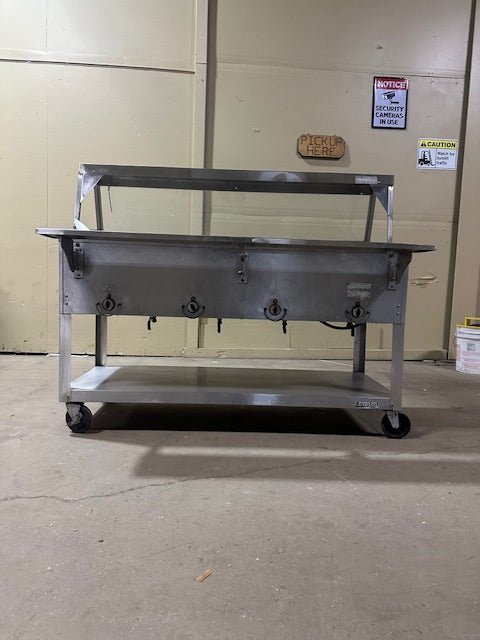 DUKE 4 WELL ONE SIDE SNEEZE GUARD FULL SERVICE HOT FOOD SERVING LINE TABLE - Bargains R Ours - #collection_name#