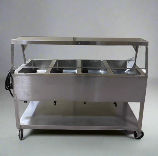 DUKE 4 WELL ONE SIDE SNEEZE GUARD FULL SERVICE HOT FOOD SERVING LINE TABLE - Bargains R Ours - #collection_name#