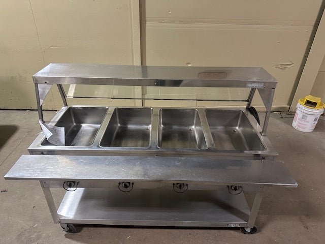 DUKE 4 WELL ONE SIDE SNEEZE GUARD FULL SERVICE HOT FOOD SERVING LINE TABLE - Bargains R Ours - #collection_name#