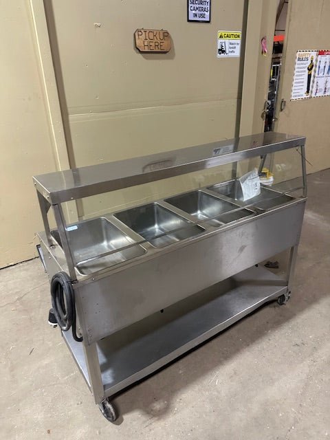 DUKE 4 WELL ONE SIDE SNEEZE GUARD FULL SERVICE HOT FOOD SERVING LINE TABLE - Bargains R Ours - #collection_name#