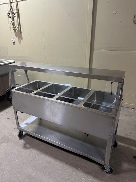 DUKE 4 WELL ONE SIDE SNEEZE GUARD FULL SERVICE HOT FOOD SERVING LINE TABLE - Bargains R Ours - #collection_name#