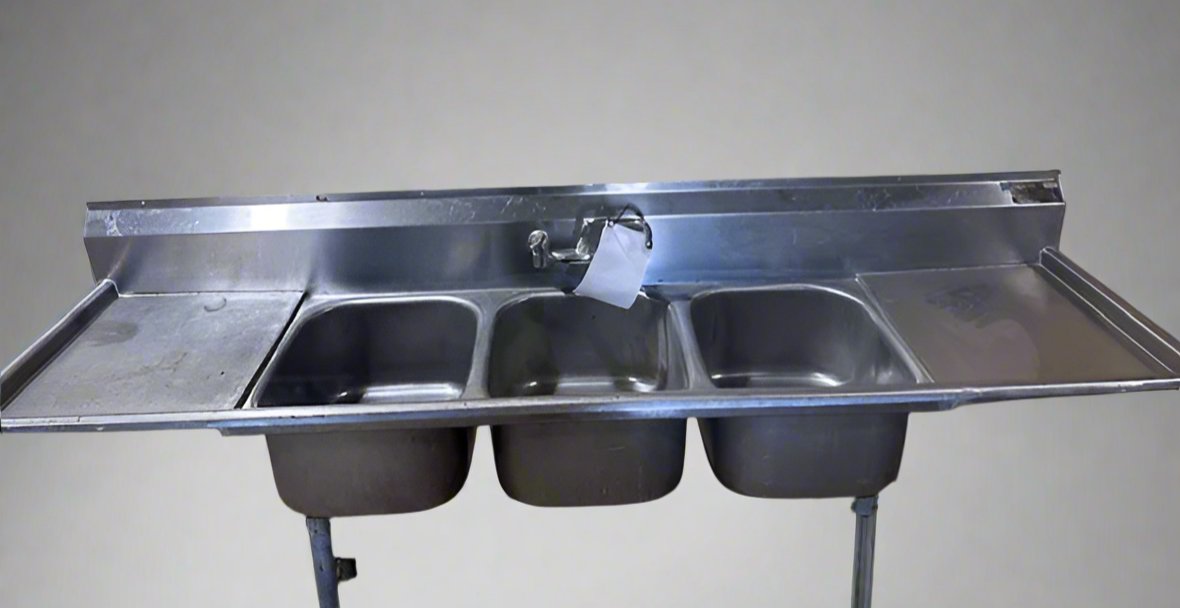 EAGLE FOOD STAINLESS STEEL 3 COMPARTMENT SINK WITH 18 INCH DRAIN BOARDS - Bargains R Ours - #collection_name#