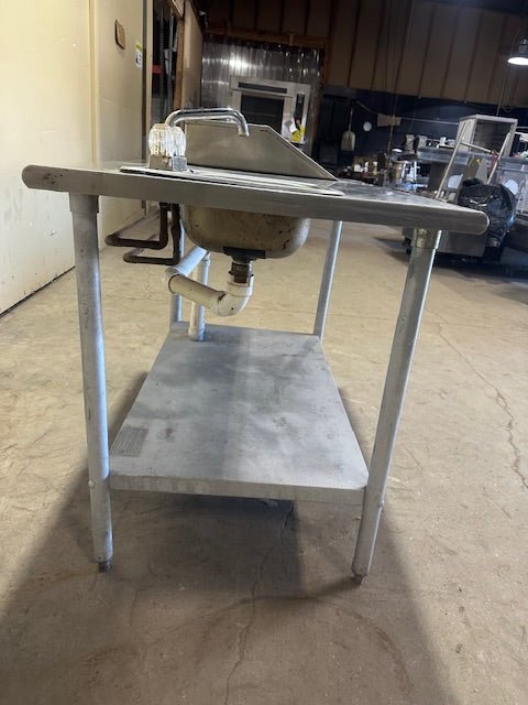 EAGLE GROUP STAINLESS STEEL PREP TABLE WITH 2 SINKS AND SHELF HOT/COLD WATER LINE HOOK UPS - Bargains R Ours - #collection_name#