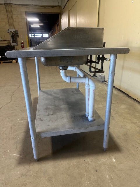 EAGLE GROUP STAINLESS STEEL PREP TABLE WITH 2 SINKS AND SHELF HOT/COLD WATER LINE HOOK UPS - Bargains R Ours - #collection_name#