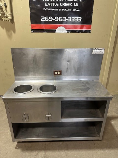 ELECTRIC 2 HEATED WELLS KITCHEN LINE SOUP STATION TABLE - Bargains R Ours - #collection_name#