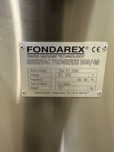 FONDAREX HIGH VAC PROGRESS 500/40 TWO VACUUM CHAMBERS - Bargains R Ours - #collection_name#