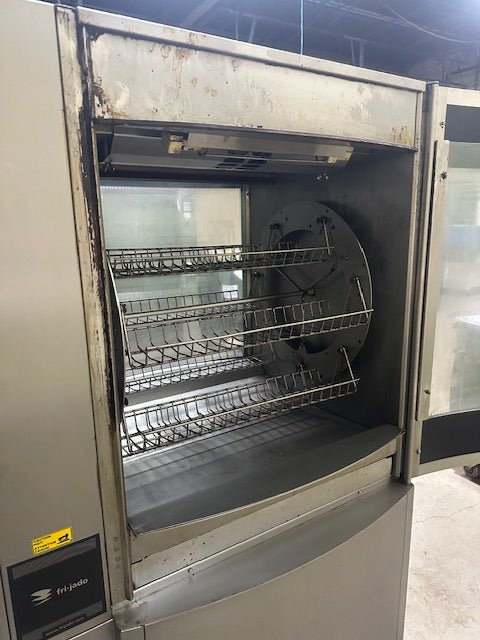 FRI - JADO DUAL PHASE HEAVY DUTY COMMERCIAL DOUBLE PASS ROTISSERIE CHICKEN OVEN WITH&nbsp;9 CHICKEN HOLDER BASKETS WITH GREASE CATCHER PANS AND BOTTOM STORAGE COMPARTMENTS AND 2 DRAWERS - Bargains R Ours - #collection_name#