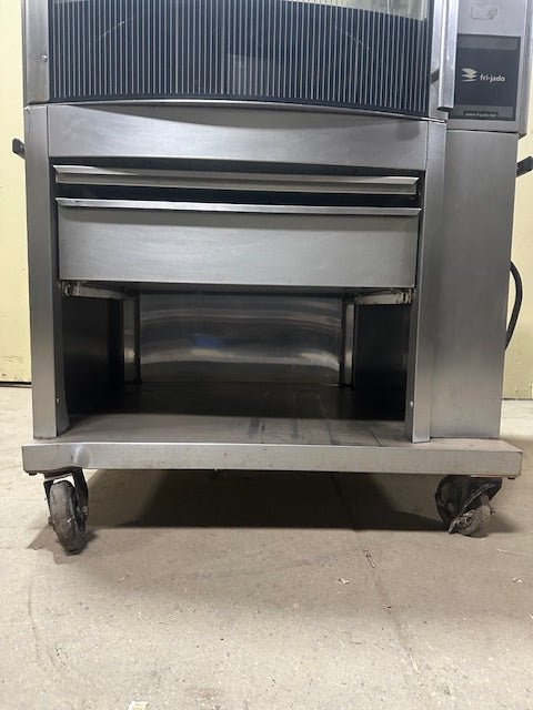 FRI - JADO DUAL PHASE HEAVY DUTY COMMERCIAL DOUBLE PASS ROTISSERIE CHICKEN OVEN WITH&nbsp;9 CHICKEN HOLDER BASKETS WITH GREASE CATCHER PANS AND BOTTOM STORAGE COMPARTMENTS AND 2 DRAWERS - Bargains R Ours - #collection_name#