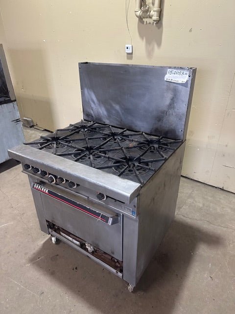 "GARLAND" 6 BURNERS STOVE RANGE WITH OVEN AND BACK SPLASH GUARDS(NATURAL GAS) - Bargains R Ours - #collection_name#