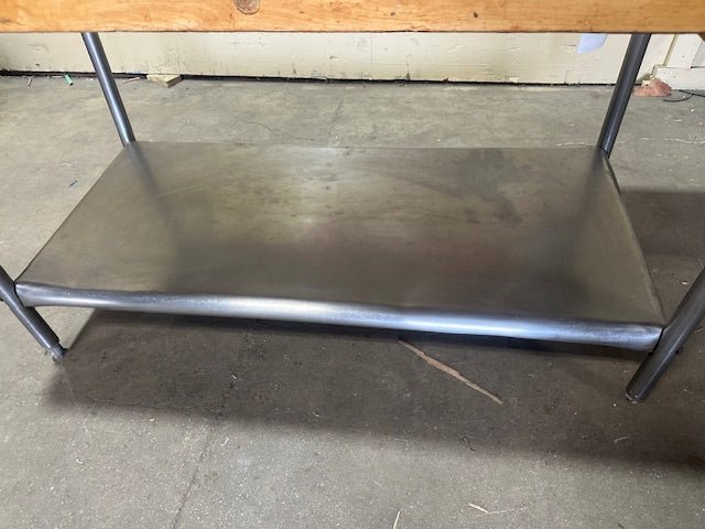 HEAVY DUTY COMMERCIAL CUSTOM BUILT BUTCHER TABLE WITH STAINLESS STEEL UNDER SHELF ON LEGS - Bargains R Ours - #collection_name#