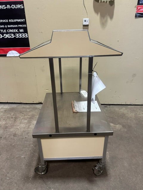 COMMERCIAL LIGHTED DISPLAY TABLE W/TOP DOUBLE SIDED ACRYLIC SNEEZE GUARD BOTTOM STORAGE - Bargains R Ours - #collection_name#