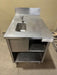 INTERNATIONAL DAIRY QUEEN INC. STAINLESS STEEL SERVICING TABLE STATION AND WASH SINK BOWL WITH FAUCET, BACK SPLASH AND UNDER STORAGE COMPARTMENT - Bargains R Ours - #collection_name#