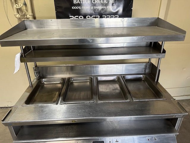 LAROSA 4 WELL FOOD WARMER SERVING LINE WITH 2 BACK SHELVES - Bargains R Ours - #collection_name#