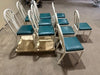 ****LOT OF 10**** LIGHT WEIGHT METAL WHITE CHAIRS + GREEN CUSHION - Bargains R Ours - #collection_name#