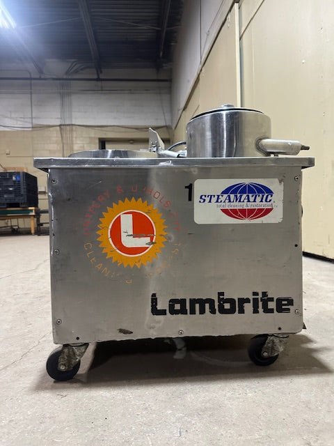 **LOT OF 2** LAMBRITE STEAMATIC DRAPERY AND UPHOLSTERY DRY CLEANING WITH SPRAY HANDLE GUN ON CASTERS MODEL 8200 - Bargains R Ours - #collection_name#