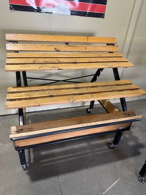 **LOT OF 3** CMS COMMERCIAL HEAVY DUTY WOODEN BAKERY/PRODUCE MERCHANDISING DISPLAY RACK ON CASTERS - Bargains R Ours - #collection_name#