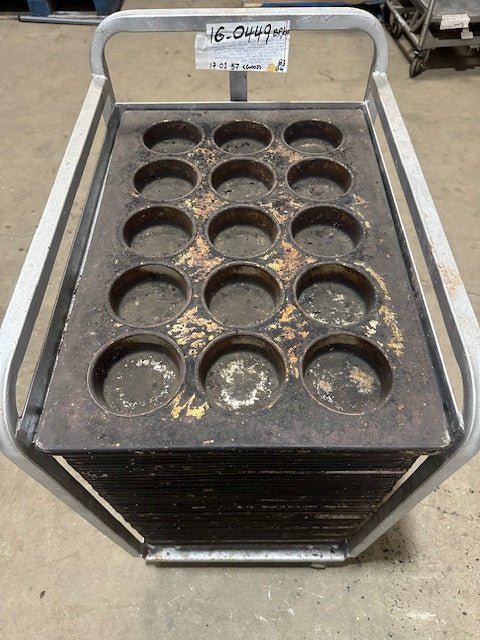 ***LOT OF (60)*** HEAVY DUTY COMMERCIAL LARGE MUFFIN/CUP - CAKE STEEL BAKING PANS w/CART - Bargains R Ours - #collection_name#