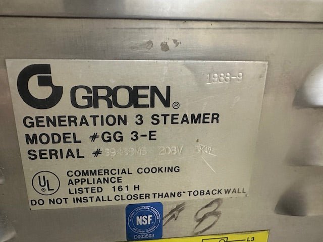 ***MECHANIC SPECIAL*** GROEN GENERATION 3 COUNTER TOP PHASE 3 ELECTRIC STEAMER OVEN - Bargains R Ours - #collection_name#