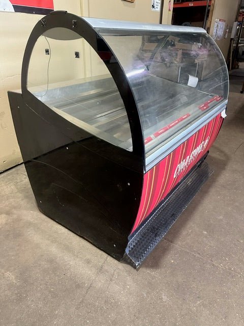 ***MECHANIC SPECIAL***ISA SELF CONTAINED REFRIGERATED INTERIOR LIGHTED FRONT CURVED GLASS DOOR EUROPEAN STYLE GELATO ICE CREAM FREEZER DISPLAY CASE MERCHANDISER ON CASTERS - Bargains R Ours - #collection_name#