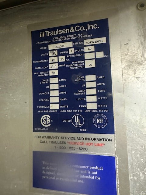 ****MECHANICS SPECIALS**** "TRAULSEN" 3 DOORS REFRIGERATOR /COOLER - Bargains R Ours - #collection_name#