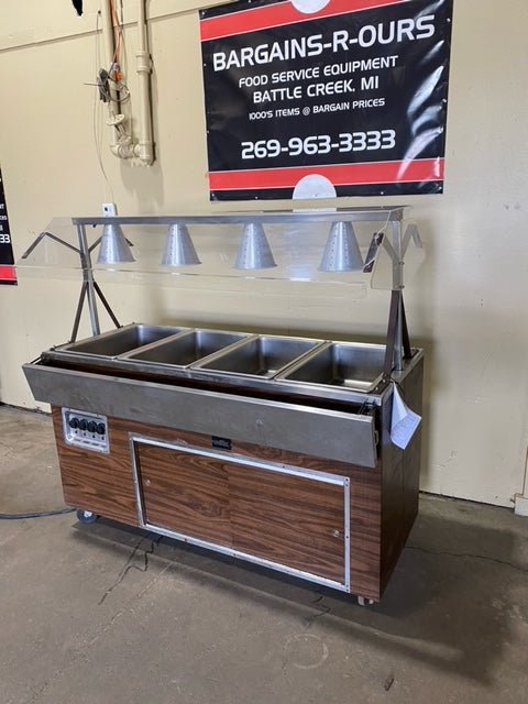 **MECHANICS SPECIALS**"VOLLRATH" 4 PAN BUFFET, 4 LIGHTS WITH DOUBLE SIDED SNEEZE GUARD - Bargains R Ours - #collection_name#