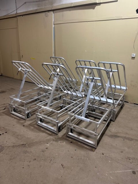 NEW AGE **LOT OF 6** HEAVY DUTY COMMERCIAL PRODUCE BAKERY ALUMINUM DISPLAY RACK ON CASTERS - FOLD ABLE - Bargains R Ours - #collection_name#