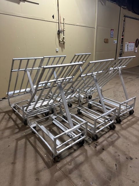 NEWAGE 5 ***LOT OF 6*** HEAVY DUTY ALUMINUM ROLLING PRODUCE MERCHANDISER DISPLAY RACK - Bargains R Ours - #collection_name#