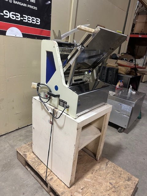 OMCAN FOOD MACHINERY BREAD SLICER WITH STAND 1/2" THICKNESS SLICE - BRUSH AND PRESS INCLUDED - Bargains R Ours - #collection_name#