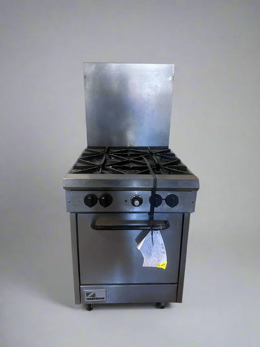 SOUTHBEND NATURAL GAS 4 BURNER STOVE WITH OVEN ON LEGS TALL BACK SPLASH GUARD AND GREASE CATCHER - Bargains R Ours - #collection_name#