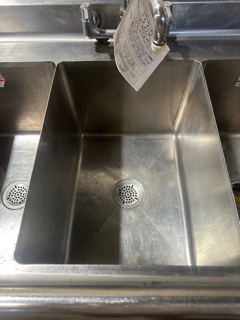 STAINLESS STEEL 3 SINK DISH WASH RIGHT SIDE DIRTY TABLE HO/COLD FAUCET AND WATER LINE HOOKUPS - Bargains R Ours - #collection_name#