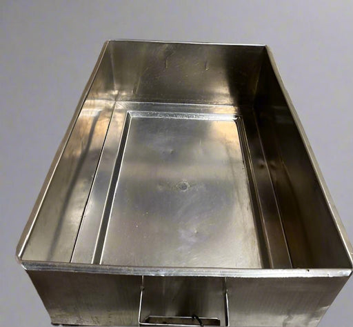 STAINLESS STEEL GREASE TRAP PAN ON LOCKABLE CASTERS PULL OUT DRAWER WITH HANDLES AND RELEASE VALVE - Bargains R Ours - #collection_name#