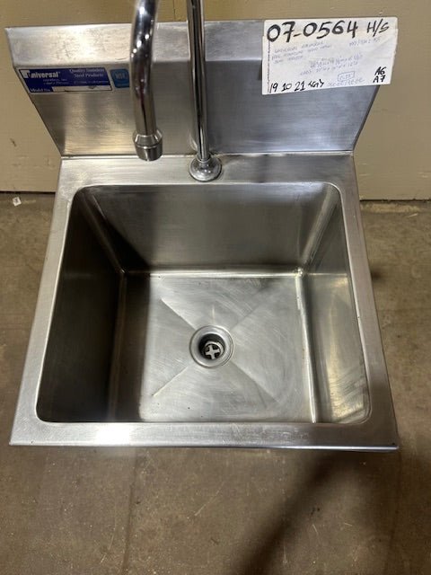 UNIVERSAL STAINLESS STEEL FREE STANDING HAND WASH SINK STATION 7" TALL BACK SPLASH GUARD 12"TALL GOOSE NECK FAUCET - Bargains R Ours - #collection_name#