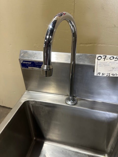 UNIVERSAL STAINLESS STEEL FREE STANDING HAND WASH SINK STATION 7" TALL BACK SPLASH GUARD 12"TALL GOOSE NECK FAUCET - Bargains R Ours - #collection_name#