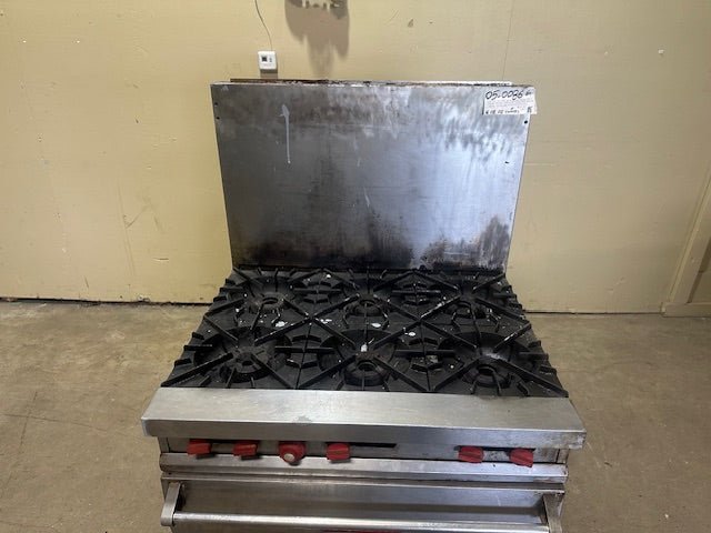 VULCAN NATURAL GAS 6 BURNERS BUILT IN STOVE WITH OVEN ON LEGS WITH 2 BRACKET RACKS - Bargains R Ours - #collection_name#